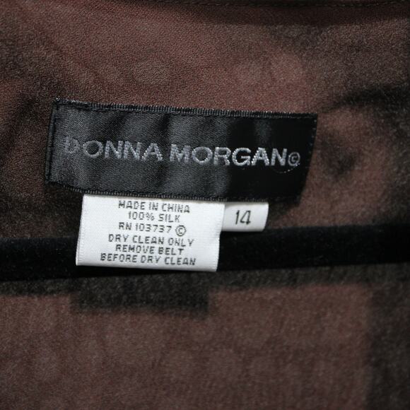 100% Silk Donna Morgan Skirt Set Size 14 Brown Vintage - Picture 16 of 16